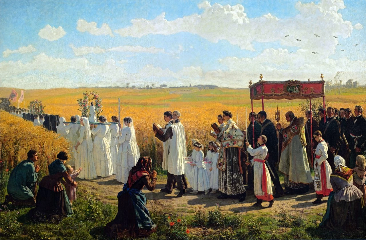 La benedizione del grano nell'Artois, 1857 - Musee des Beaux, Arts, Arras, dettaglio